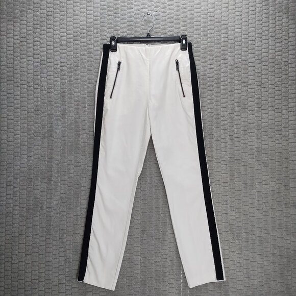 Rag N Bone Simone Pants-High Rise-Cigarette-White with Black Stripe-Sz 6 - Picture 1 of 11